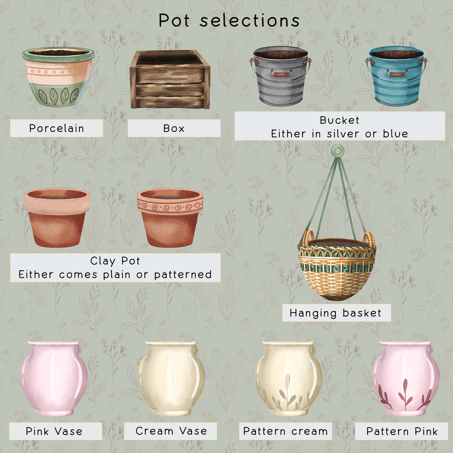 House Plant Family Print – Personalised Botanical Family Portrait, Custom Family Garden Art, Plant Lover Gift for Mum or Grandma