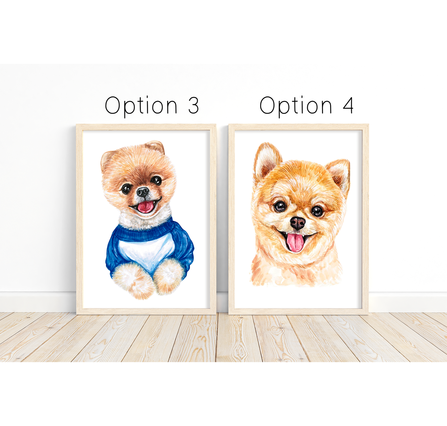 Pomeranian dog wall art - Charming dog portrait for animal lovers with custom funny or heart warming message | A4 | A5 | Greeting card