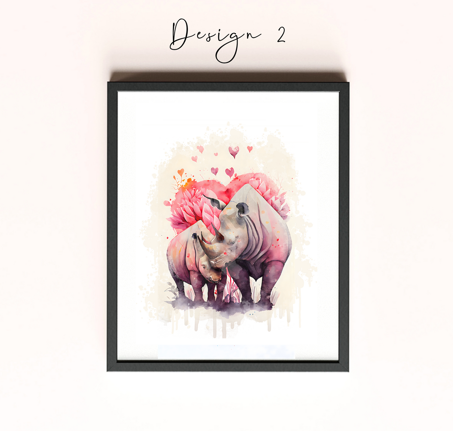 Rhino couples portrait | funny rhinoceros card | greeting card | A4 | A5 | gift for girlfriend or boyfriend | Husband or wife present