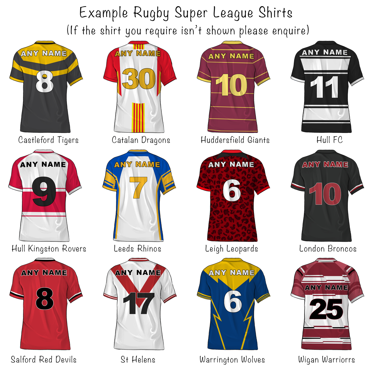 Custom Rugby Family Shirts in Super League, Championship Designs |  Gift for Sports Fans