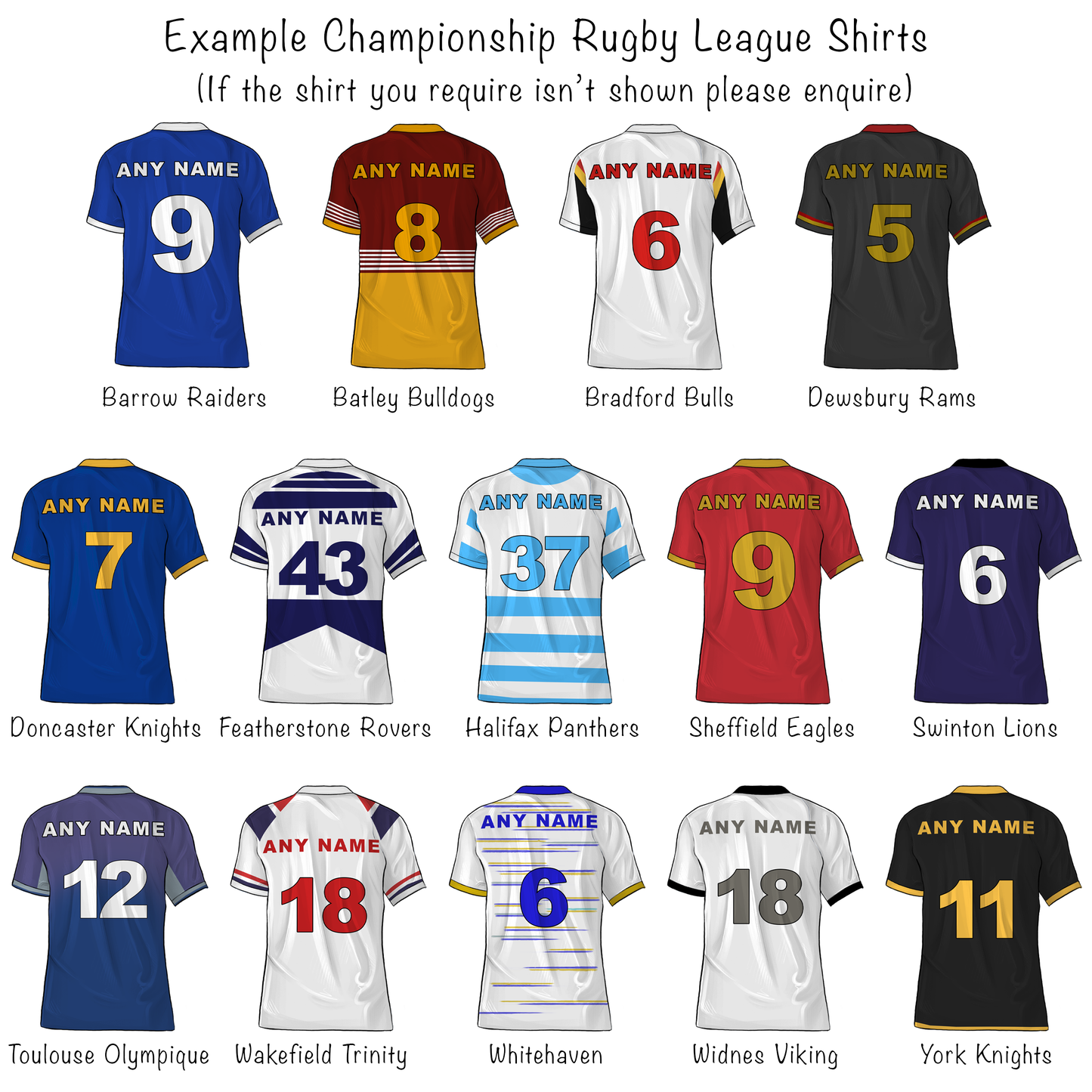 Custom Rugby Family Shirts in Super League, Championship Designs |  Gift for Sports Fans