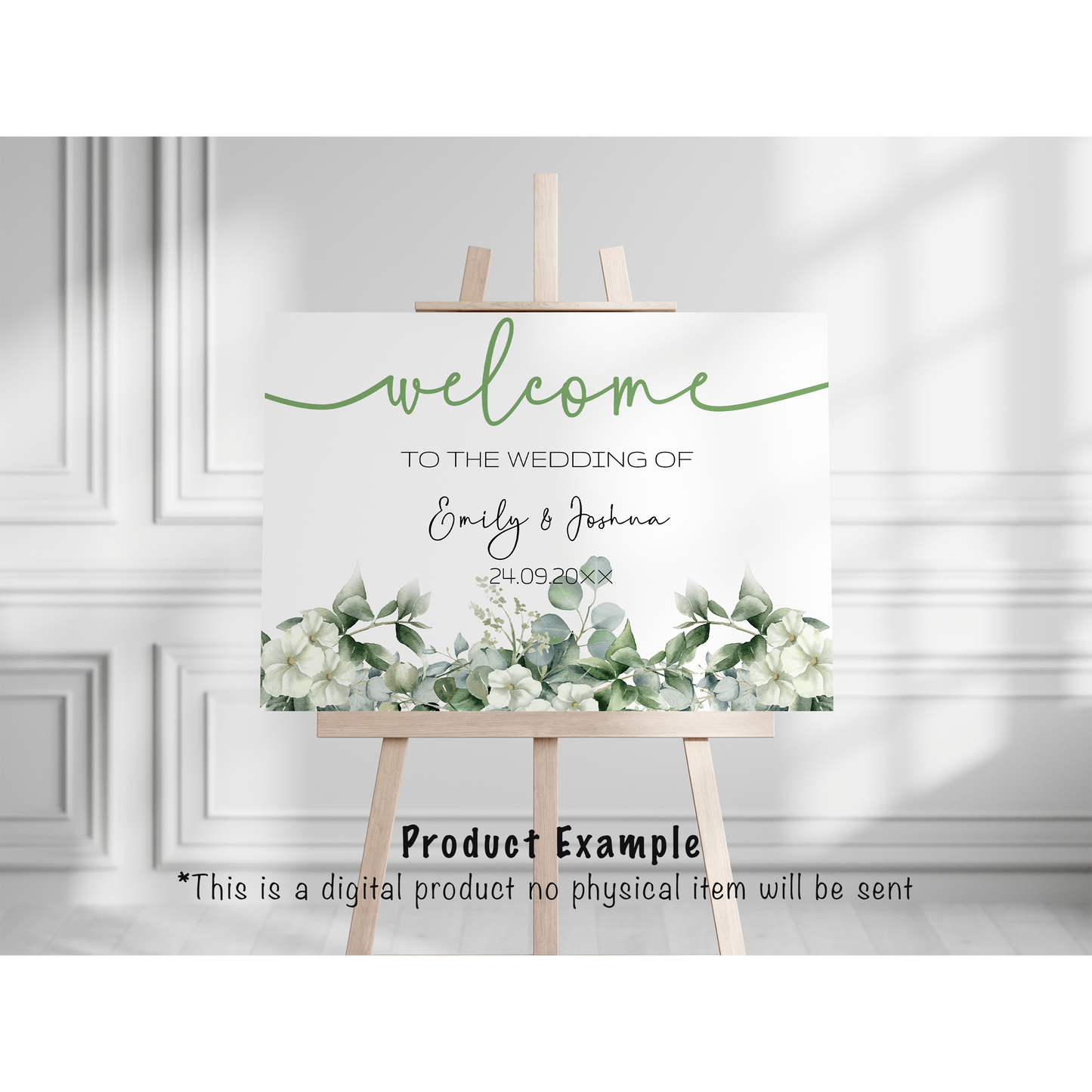 Eucalyptus Wedding large sign template bundle  - 7x Editable Greenery Templates - Seating charts, welcome signs, photo booth frame