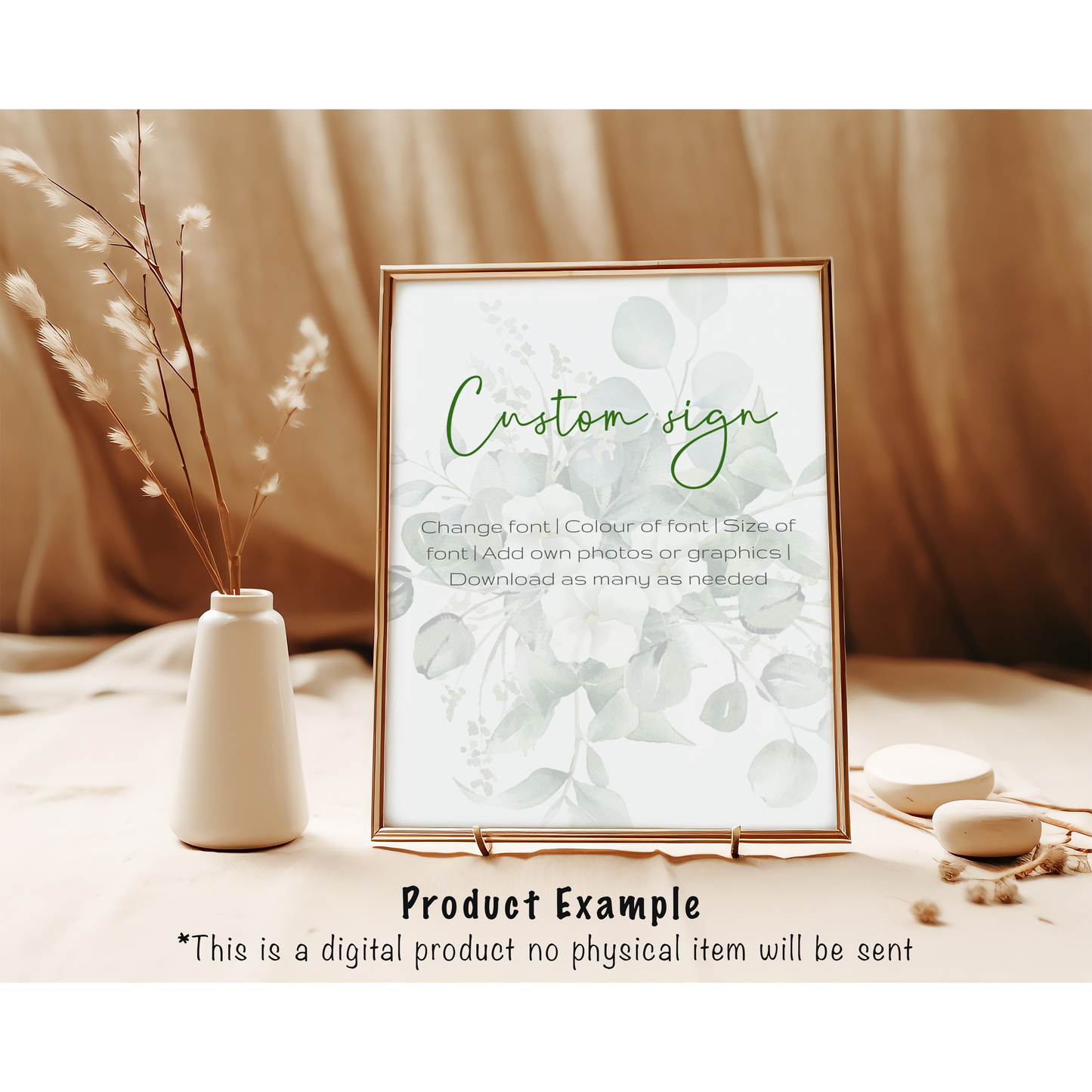 Eucalyptus Wedding large sign template bundle  - 7x Editable Greenery Templates - Seating charts, welcome signs, photo booth frame