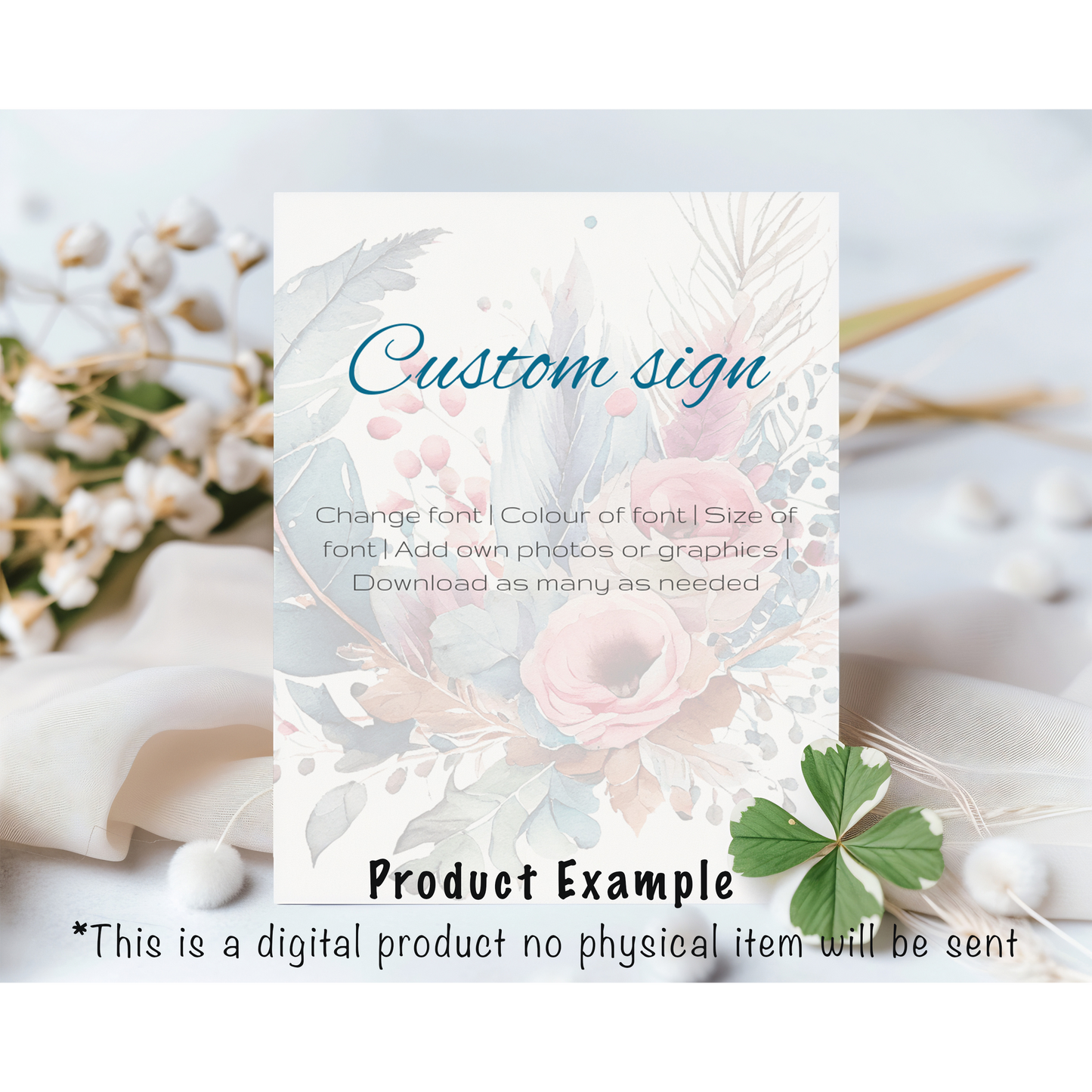 Bright feather and floral Wedding large sign template bundle  - 7x Editable Templates - Seating charts, welcome signs, photo booth frame