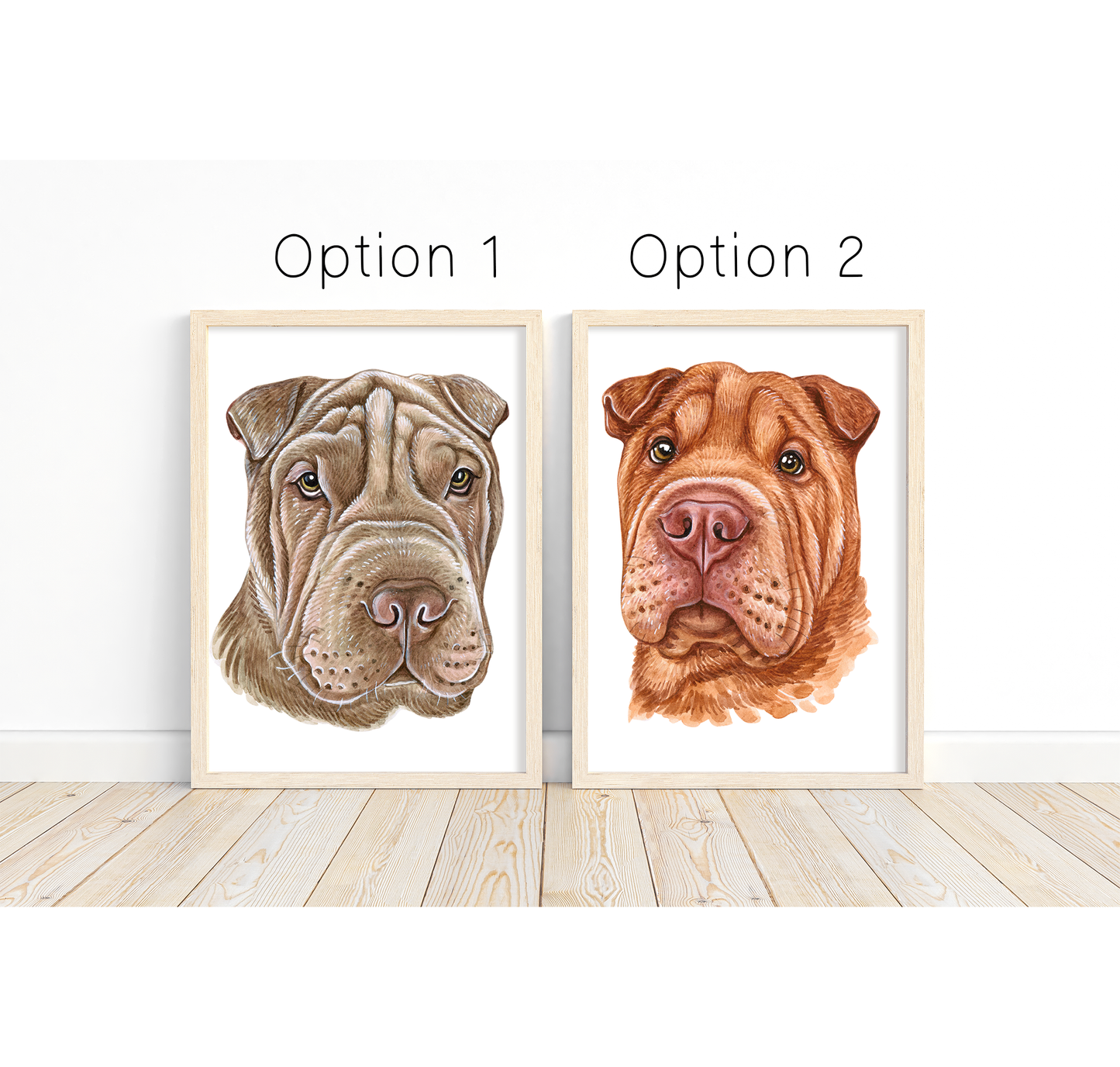 Shar Pei dog artwork - adorable dog portraits with custom funny or heart warming message | A4 | A5 | Greeting card