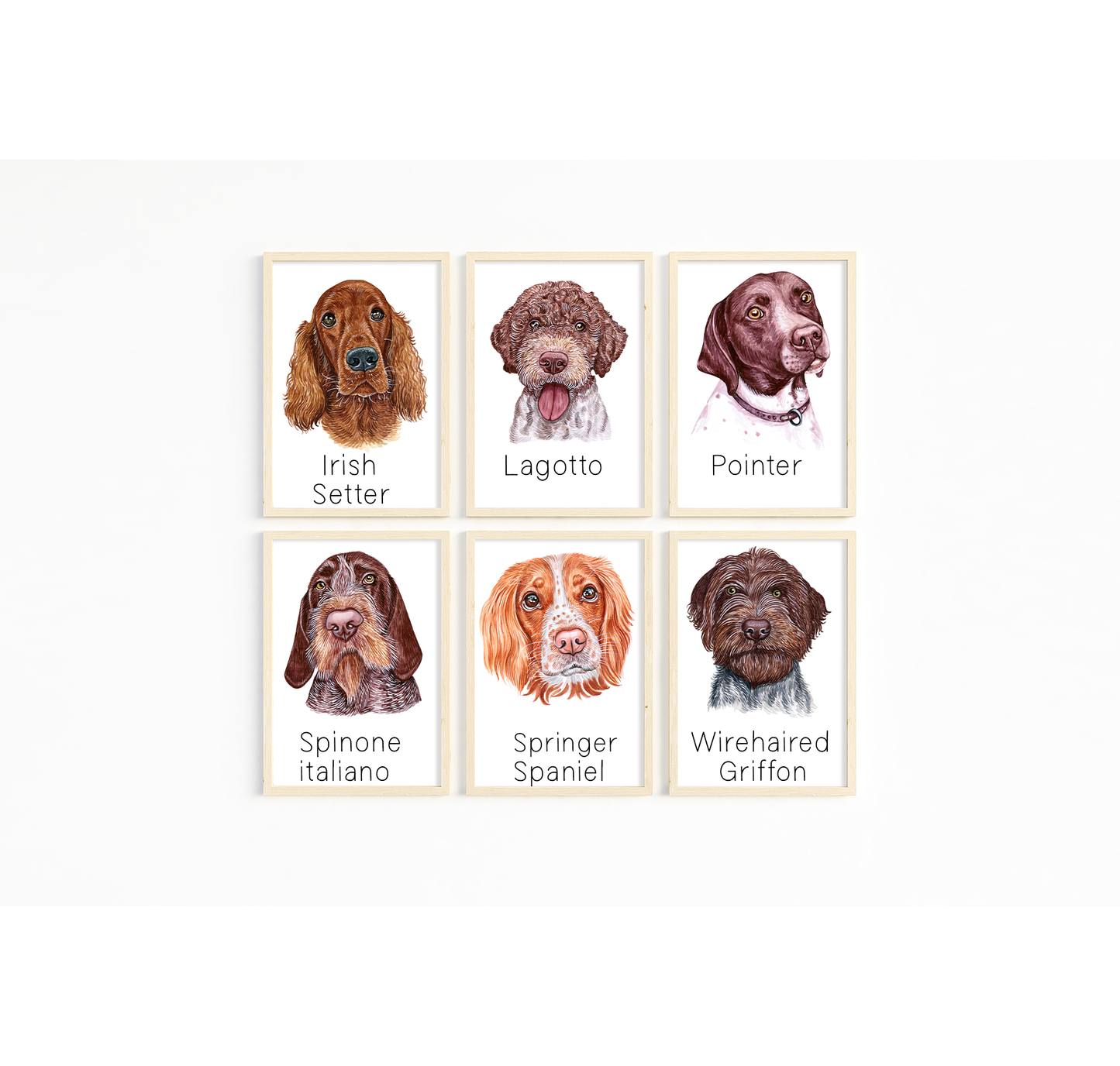 Spaniel, Setters and Pointer dog art - adorable gundog portraits with custom funny or heart warming message | A4 | A5 | Greeting card