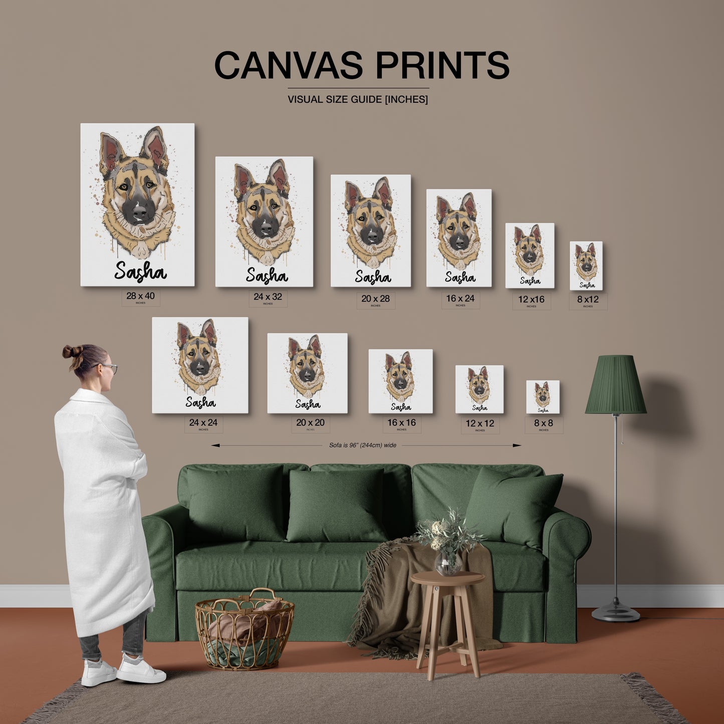 Custom Watercolour Pet Portrait Canvas - Unique Hand drawn Gift for Pet Lovers
