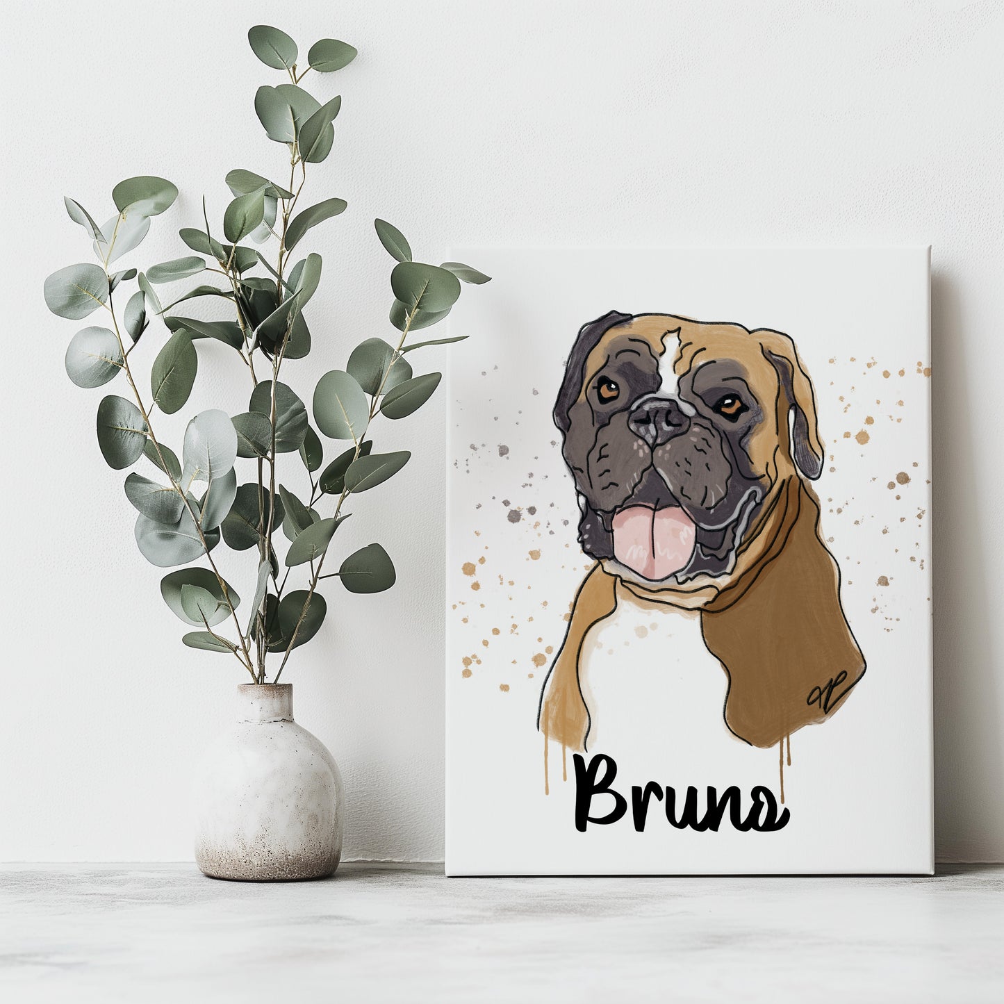 Custom Watercolour Pet Portrait Canvas - Unique Hand drawn Gift for Pet Lovers