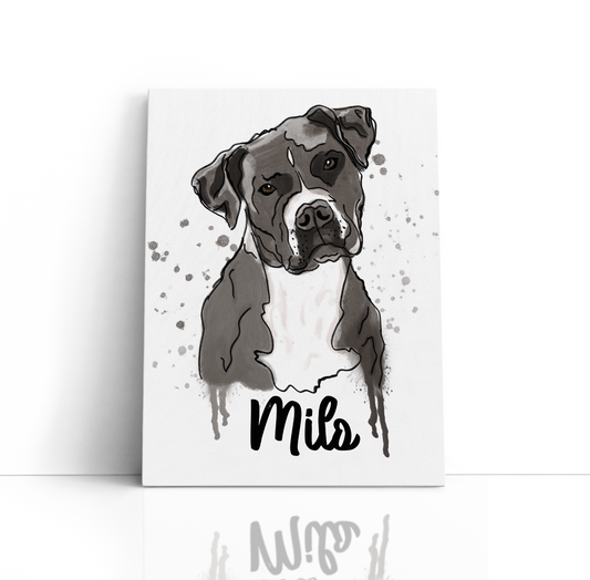 Custom Watercolour Pet Portrait Canvas - Unique Hand drawn Gift for Pet Lovers