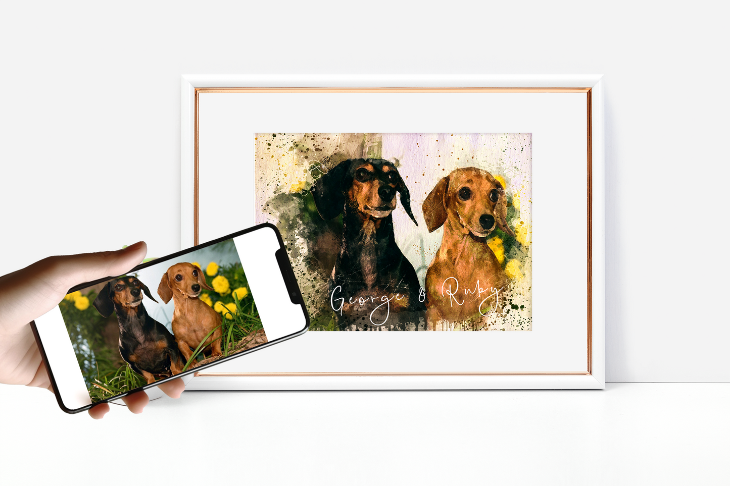 Watercolour pet portrait from photo, digitally enhanced painting of your pet animal | A4 | A5 |