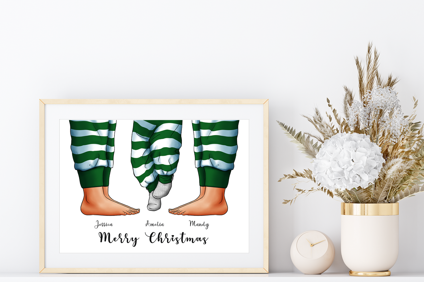Custom family Christmas pyjama portrait | Festive Family Feet Greeting Card | Personalised Holiday Keepsake | A4 | A5 | Greeting card