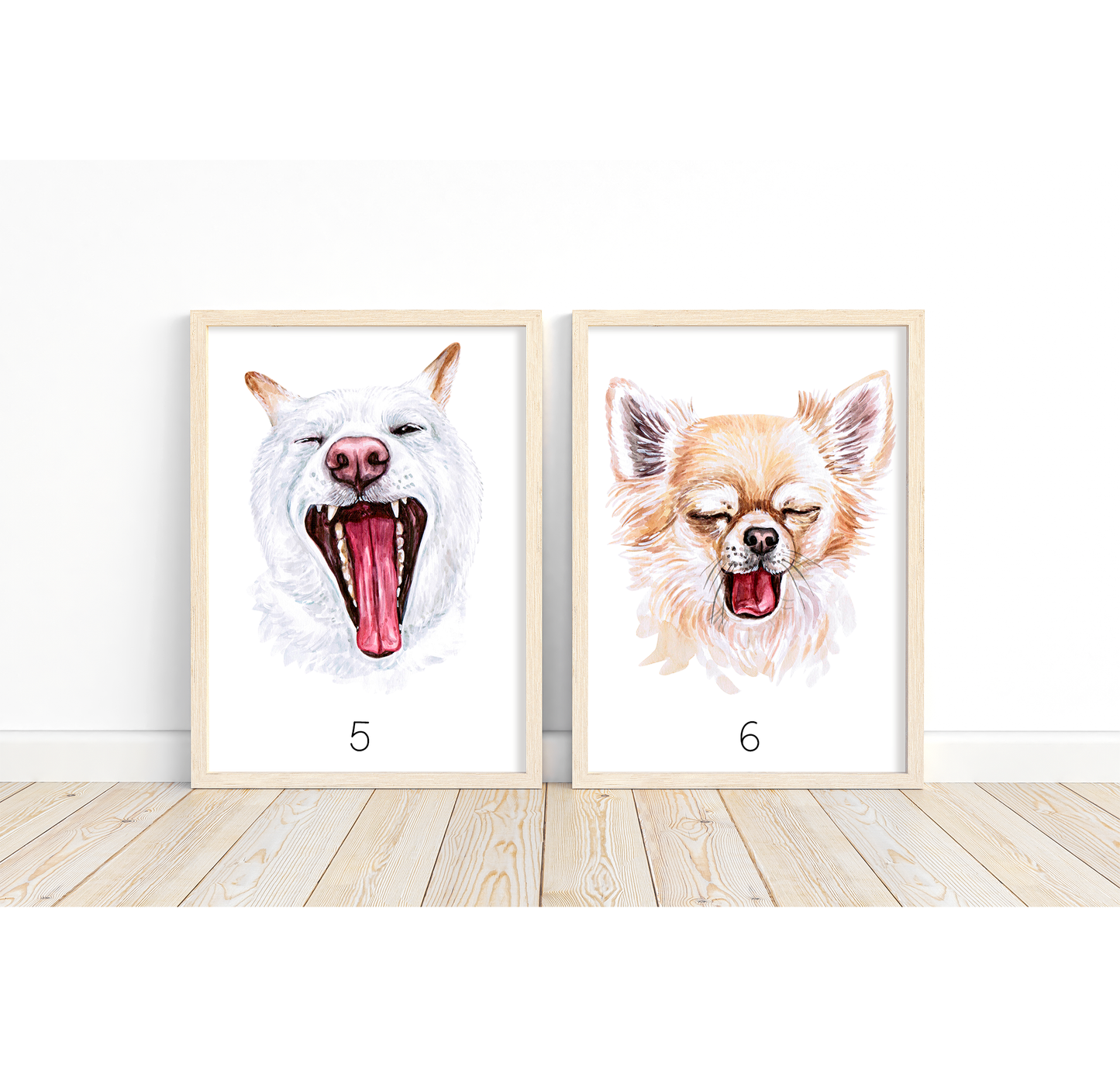 Yawning dog artwork - adorable portraits of dogs having a yawn with your own custom funny message | A4 | A5 | Greeting card