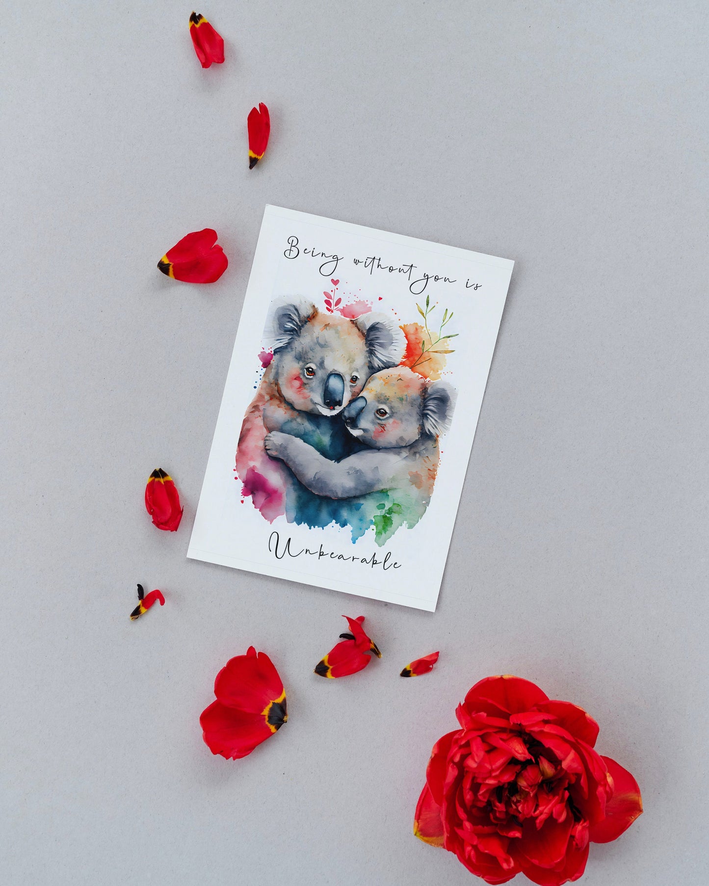 Koala bear portrait | Cute bear couple | greeting card | A4 | A5 | gift for girlfriend or boyfriend | Husband or wife present