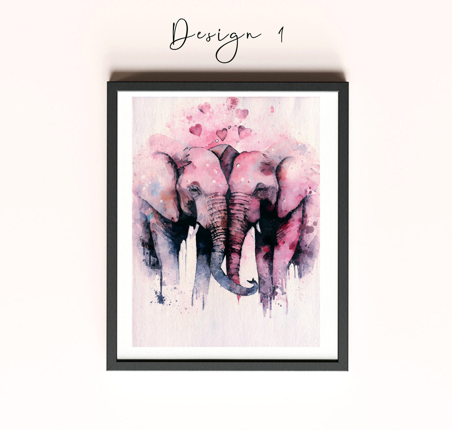 Elephant couple portrait | Cute animal print | greeting card | A4 | A5 | gift for girlfriend or boyfriend | Husband or wife present