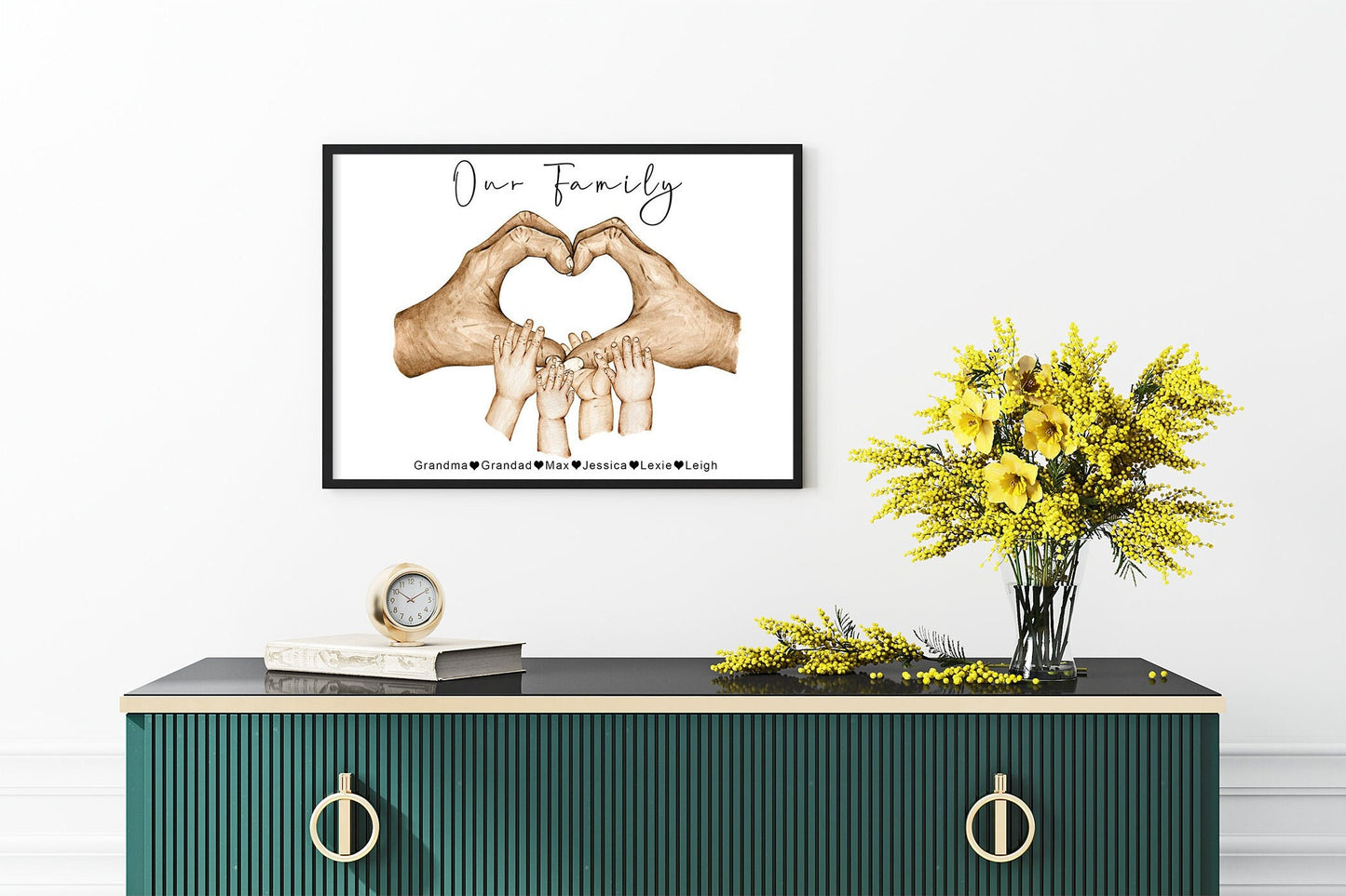 Grandma hands in shape of a heart with grandchildren print | Black and white or full colour | A3 | A4 | A5 |