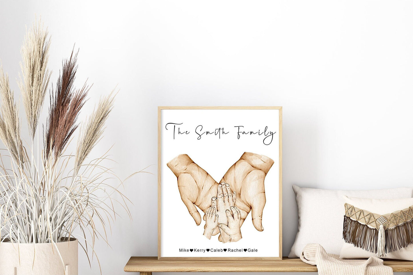 Custom portrait of family hands | Natural skin tones or Black and white | 1-5 children, dog and cat paws | A3 | A4 | A5 | Greeting card