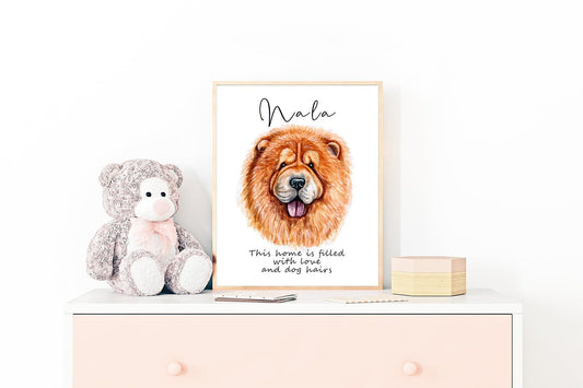 Chow chow dog artwork - charming pet portrait with custom funny or heart warming message | A4 | A5 | Greeting card