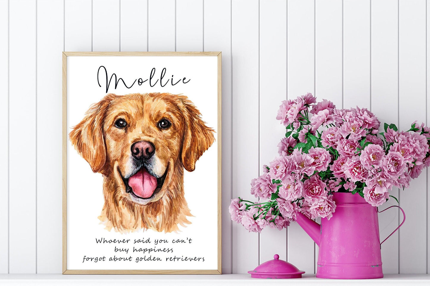 Golden retriever artwork - adorable dog portraits with custom funny or heart warming message | A4 | A5 | Greeting card