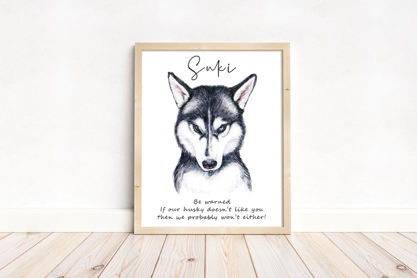 Siberian husky artwork - adorable dog portraits with custom funny or heart warming message | A4 | A5 | Greeting card