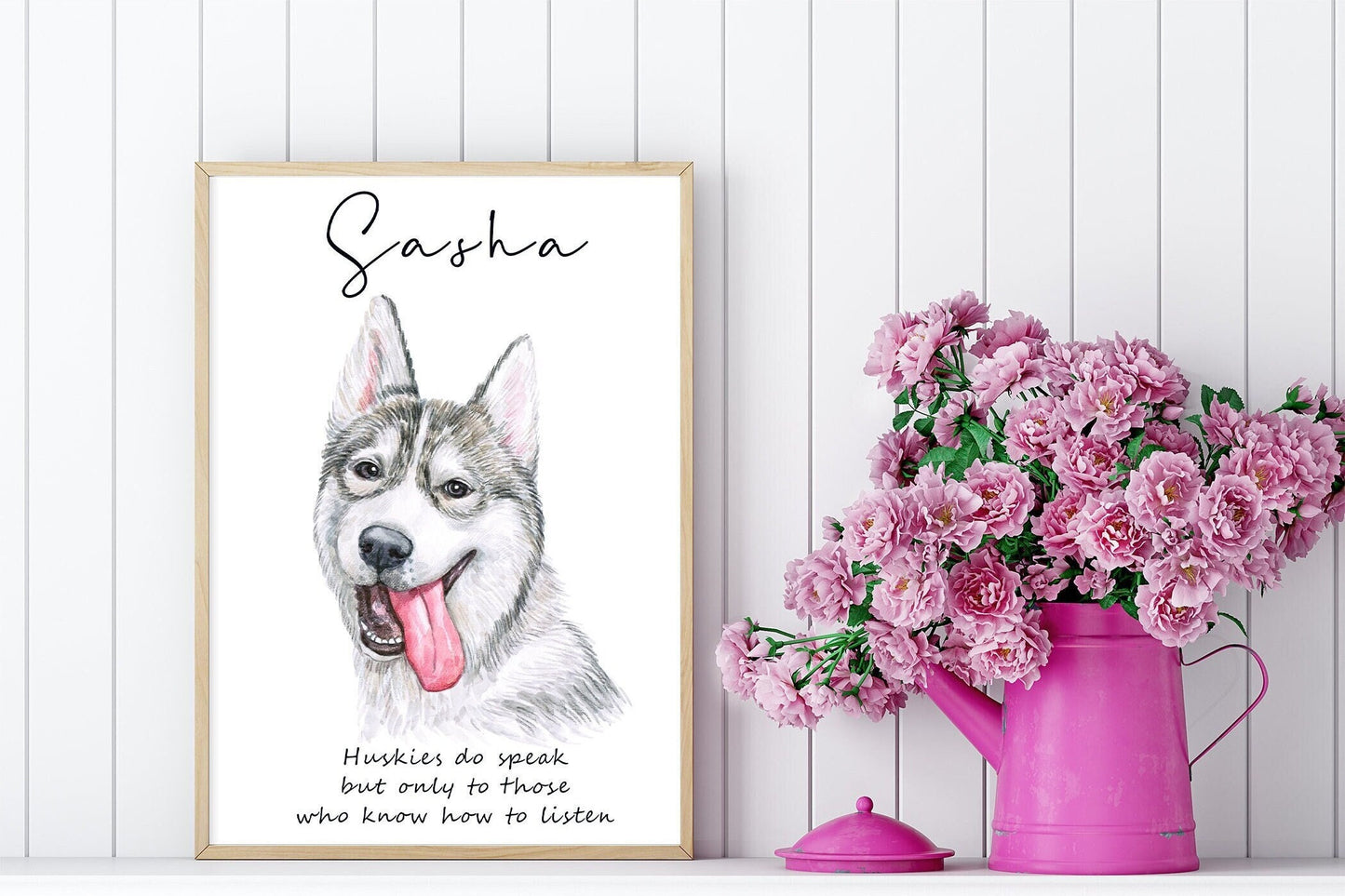 Siberian husky artwork - adorable dog portraits with custom funny or heart warming message | A4 | A5 | Greeting card