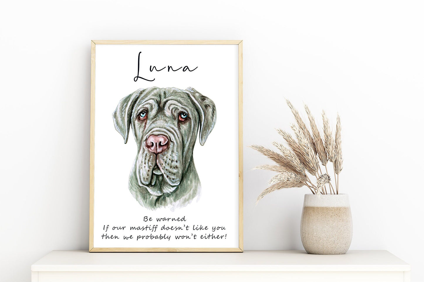 Mastiff dog artwork - featuring portraits of bullmastiff, Dogue de Bordeaux, Cane corso with custom funny message | A4 | A5 | Greeting card