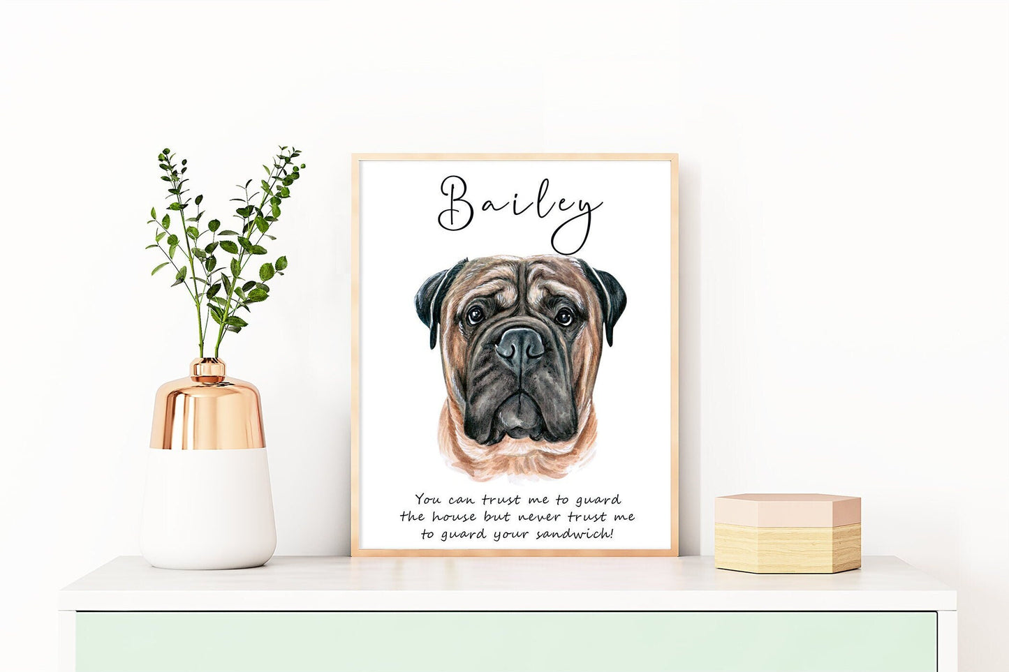 Mastiff dog artwork - featuring portraits of bullmastiff, Dogue de Bordeaux, Cane corso with custom funny message | A4 | A5 | Greeting card