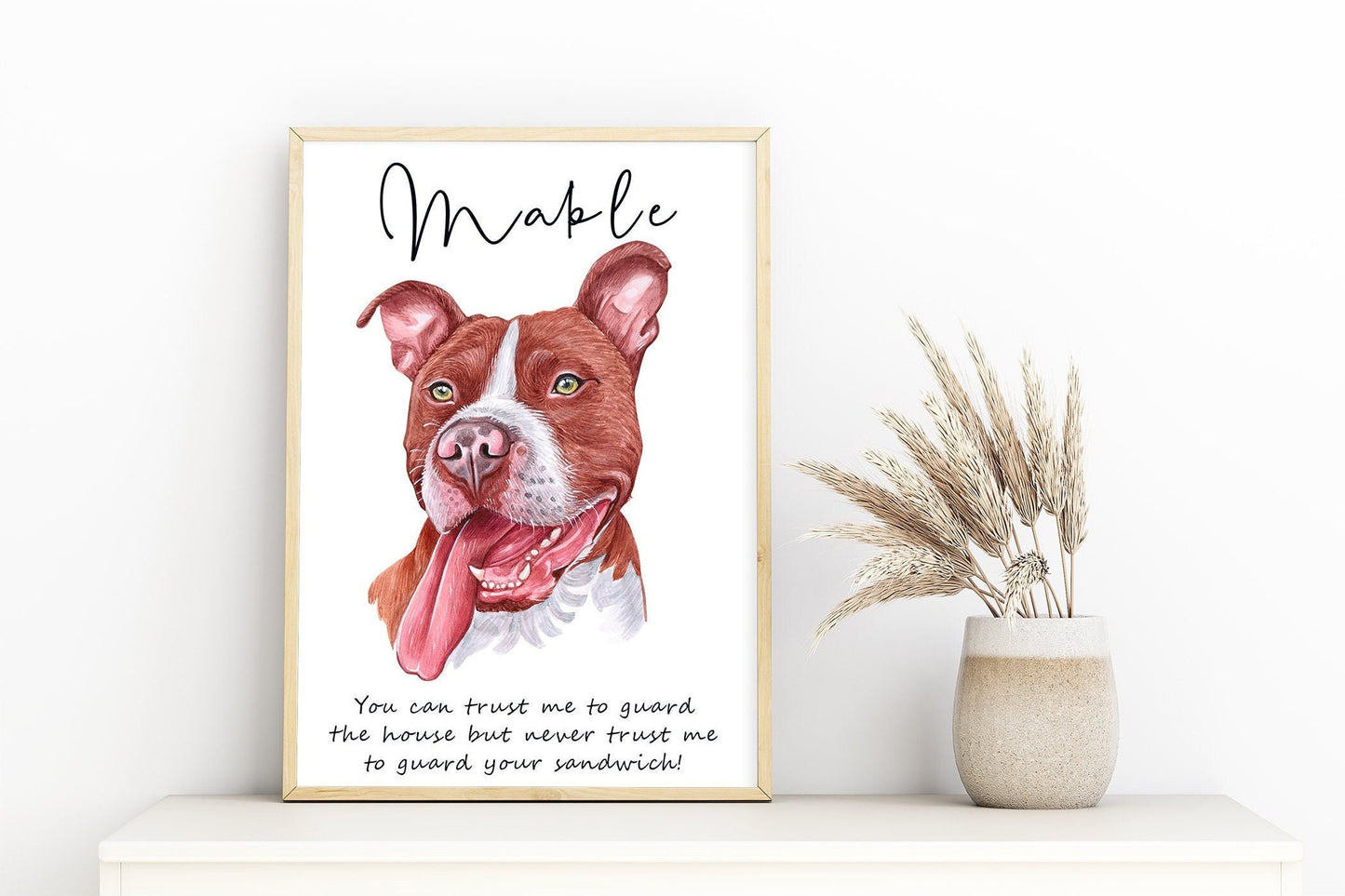 Staffordshire bull terrier artwork - Adorable Staffie dog portraits with custom funny or heart warming message | A4 | A5 | Greeting card