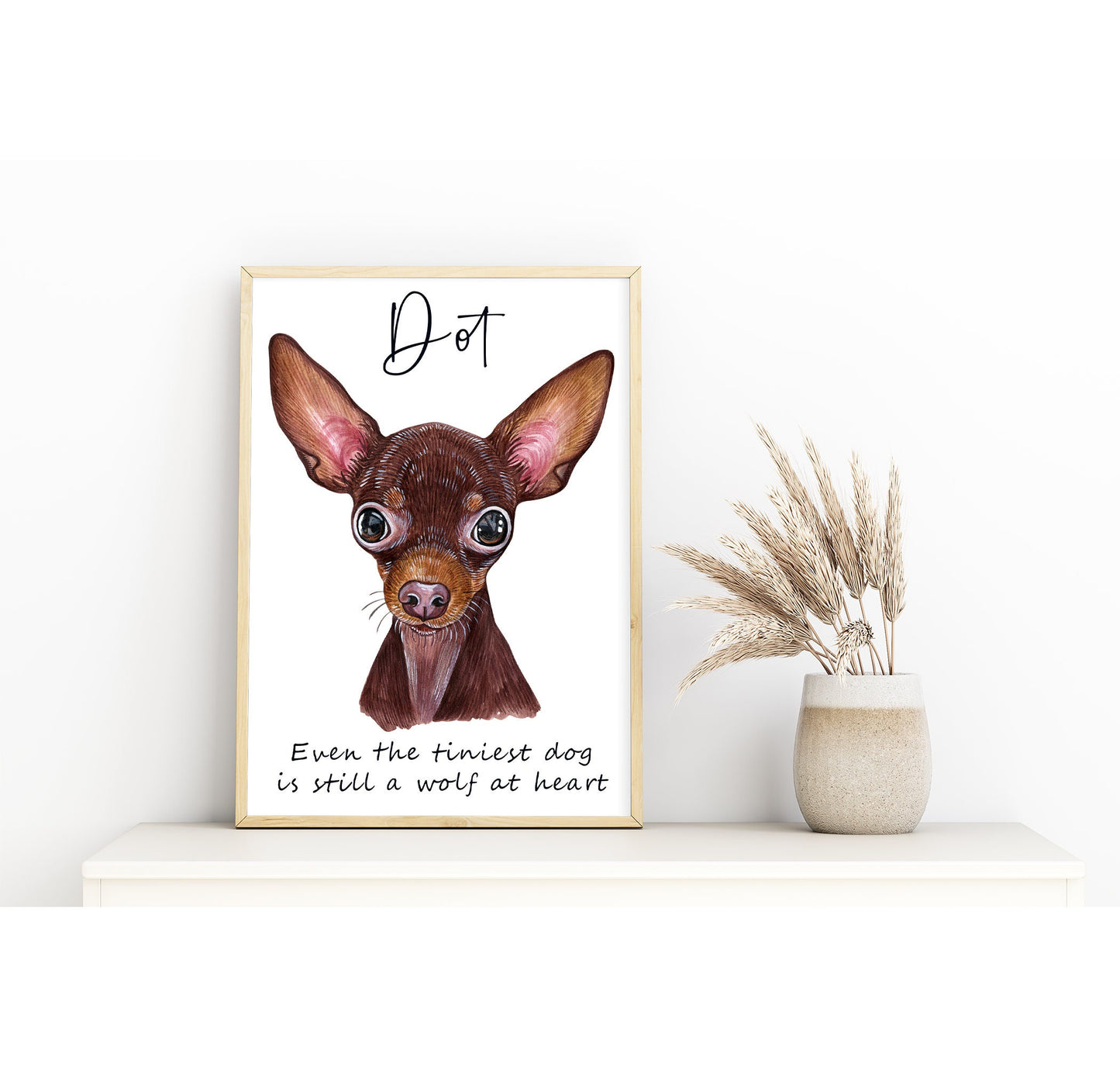 Toy dog breed art - portraits of Papillon, Griffon, Pug, Poodle, Pinscher or Pomeranians with custom funny message | A4 | A5 | Greeting card