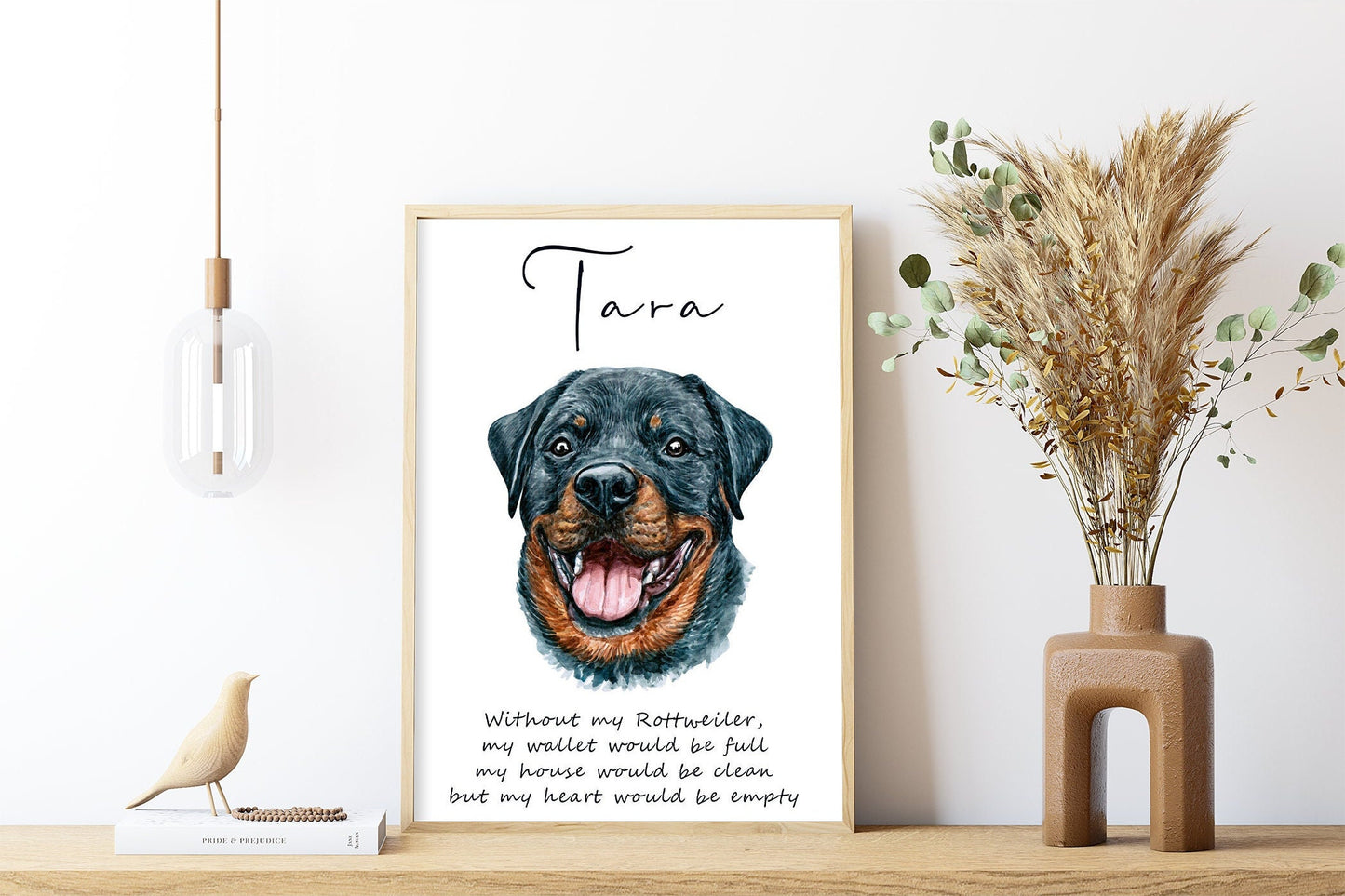 Working dog breed art - portraits of Rottweiler, Dobermann, Great Dane or St Bernard dog with custom funny message | A4 | A5 | Greeting card