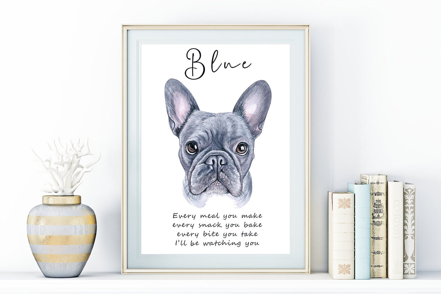 French bulldog and Boston terrier art - charming dog portrait with custom funny or heart warming message | A4 | A5 | Greeting card