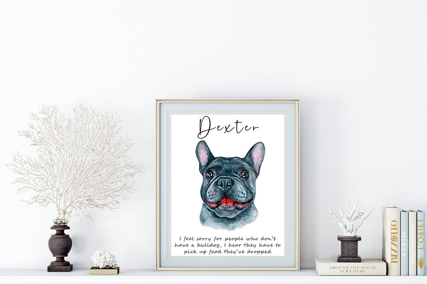 French bulldog and Boston terrier art - charming dog portrait with custom funny or heart warming message | A4 | A5 | Greeting card