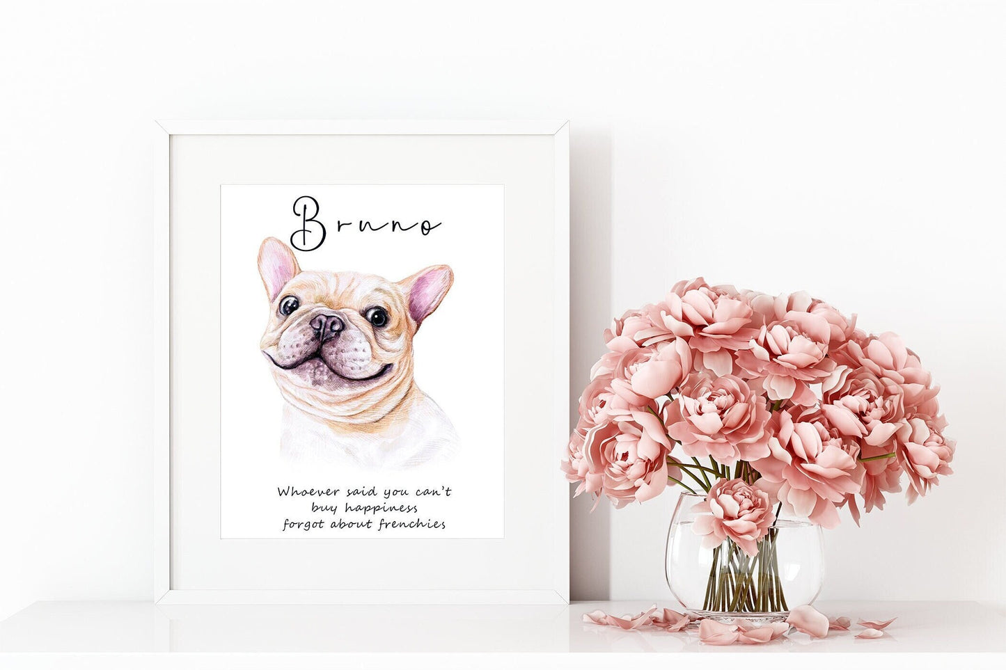 French bulldog and Boston terrier art - charming dog portrait with custom funny or heart warming message | A4 | A5 | Greeting card