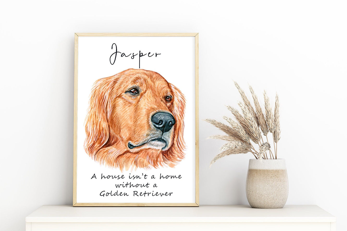 Golden retriever artwork - adorable dog portraits with custom funny or heart warming message | A4 | A5 | Greeting card