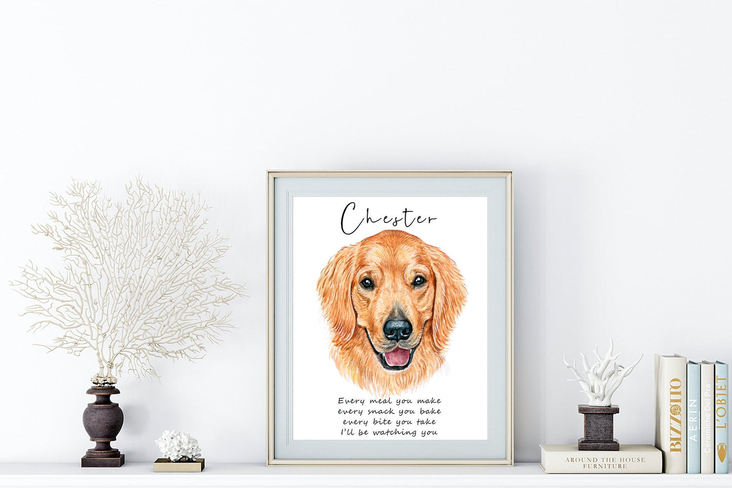 Golden retriever artwork - adorable dog portraits with custom funny or heart warming message | A4 | A5 | Greeting card