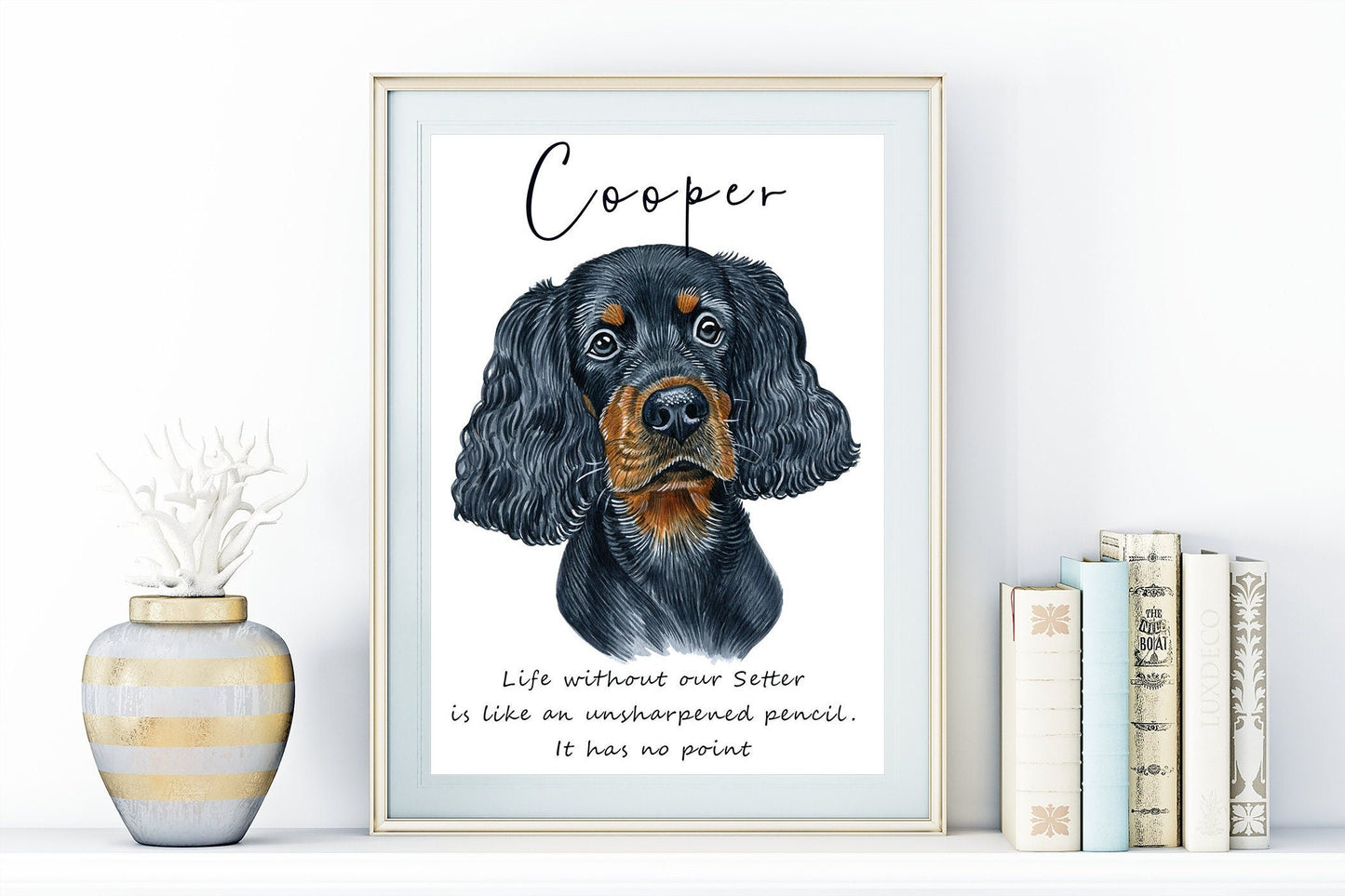 Spaniel, Setters and Pointer dog art - adorable gundog portraits with custom funny or heart warming message | A4 | A5 | Greeting card