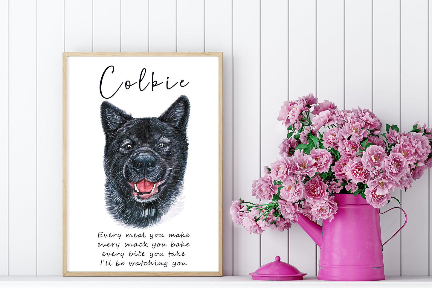 Spitz style dog artwork - portraits of keeshond, Elkhound, Akitas, Samoyed, huskies all with custom funny message | A4 | A5 | Greeting card