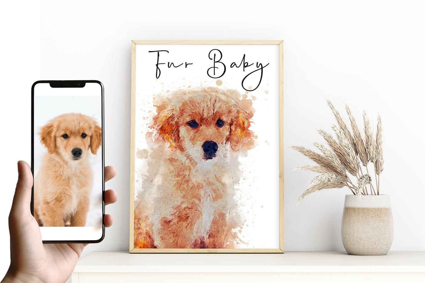 Personalised watercolour Pet Portrait - Vibrant, Digital Artwork of Your Beloved Dog