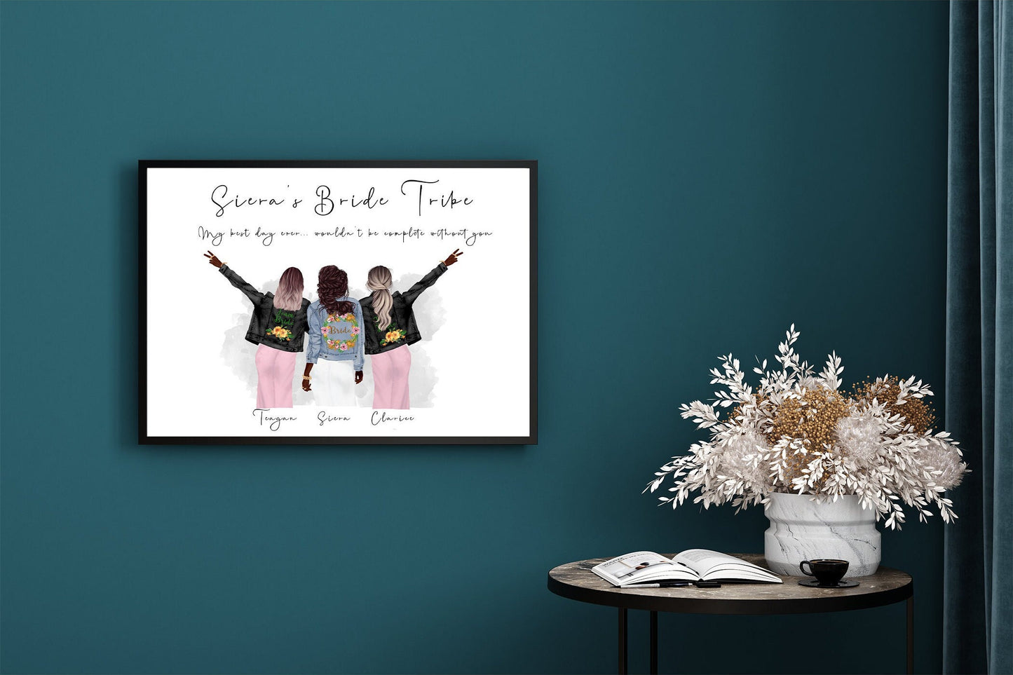 Custom bride and bridesmaids in jean jackets print | bridal party proposal  | A4 | A5 | Greeting card