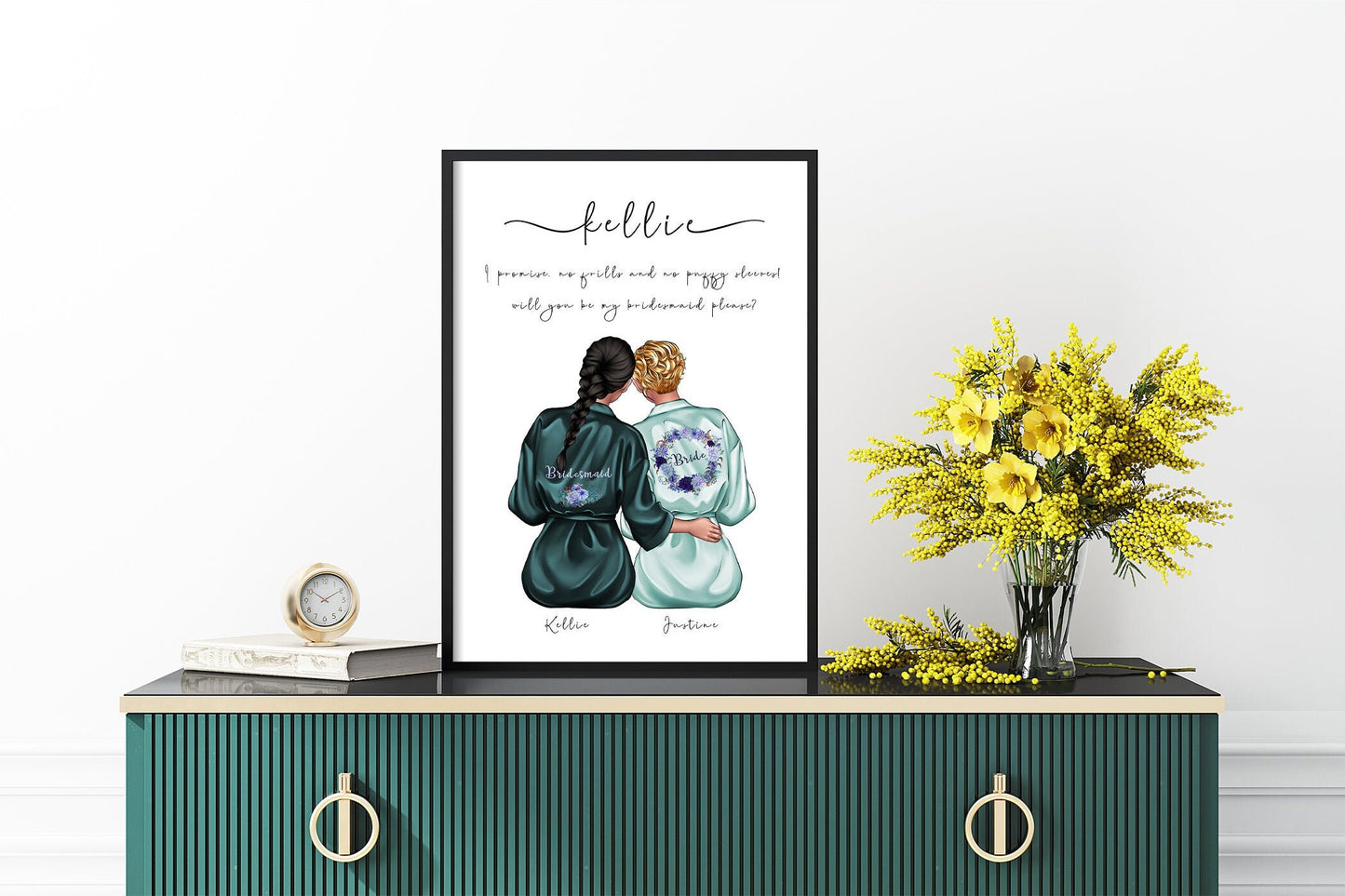 Personalised maid of honour in robes print | Mother of the bride portrait A4 | A5 | Greeting card