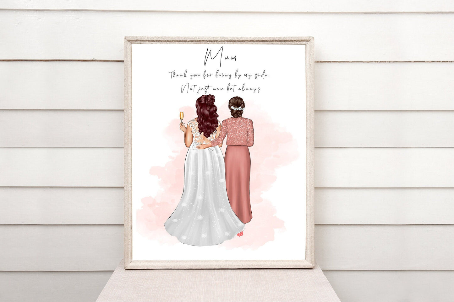 Personalised mother of the bride print | Bride parents portrait | Plus size brides | A4 | A5 | Greeting card