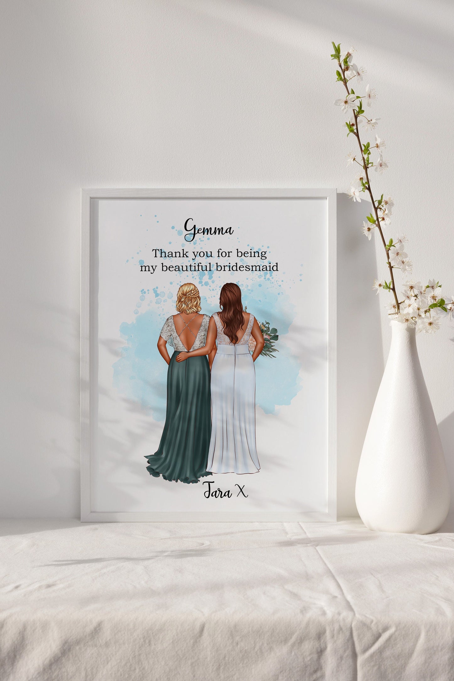 Custom curvy bride and bridesmaid image | A4 | A5 | Greeting card