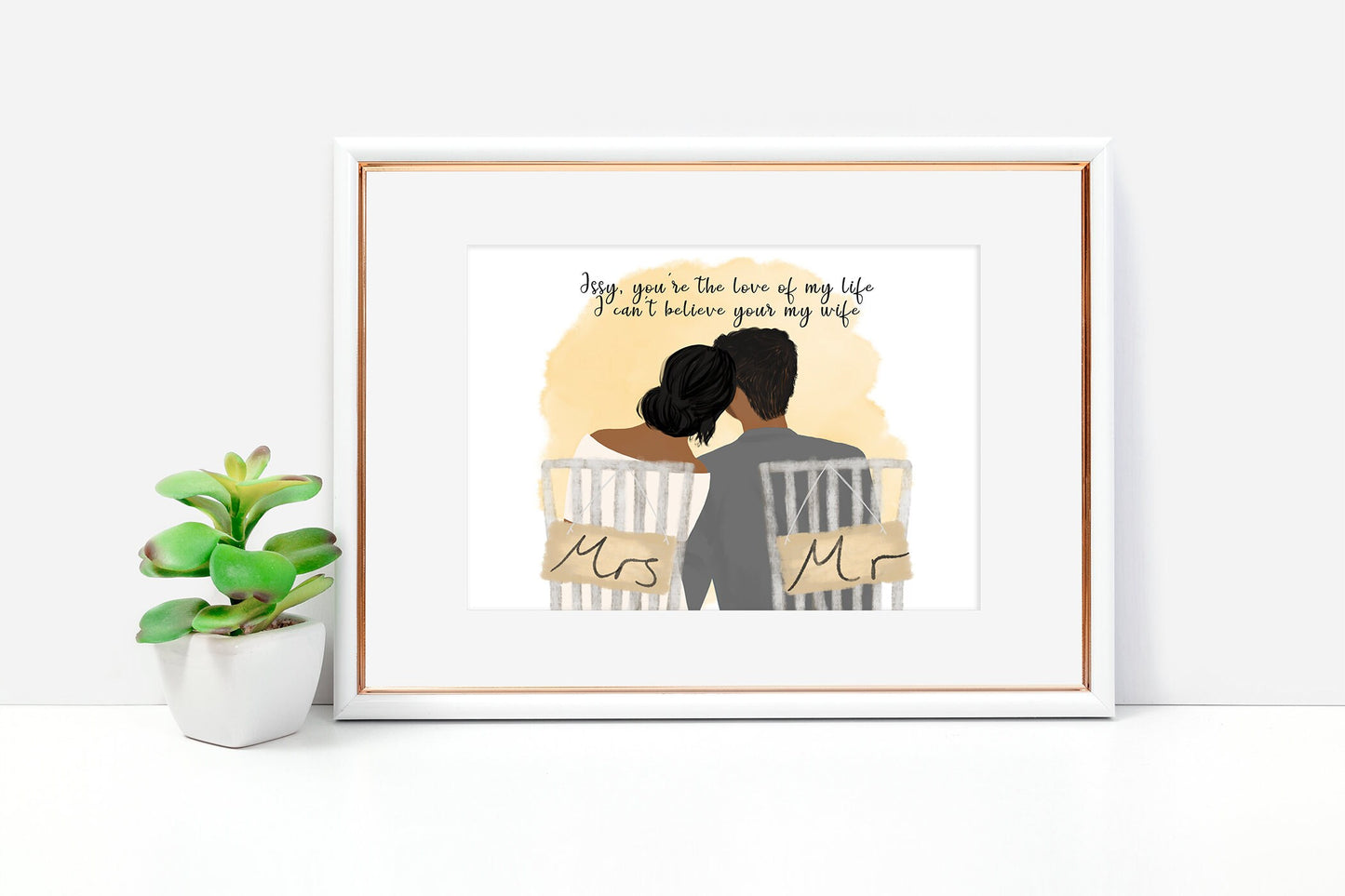 Personalised Mr & Mrs print, ideal wedding or first anniversary paper present | A4 | A5 | Greeting card