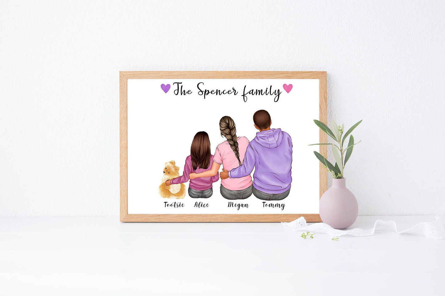 Personalised family wall art, now including dogs, ideal housewarming gift | A4 | A5 | Greeting card