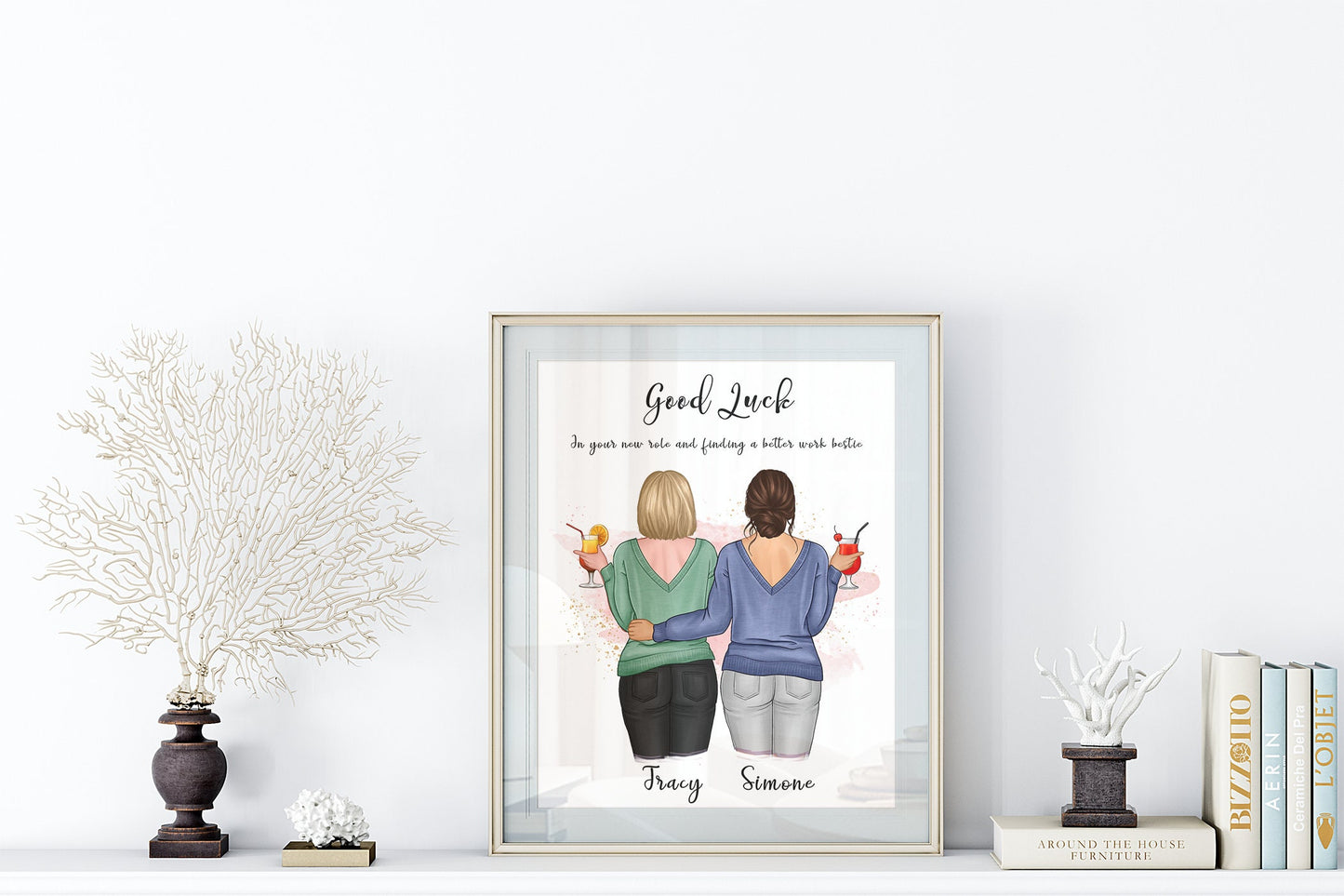 Custom work besties portrait | co-worker gift | new job present | colleague goodbye gift | A4 | A5 | Greeting card