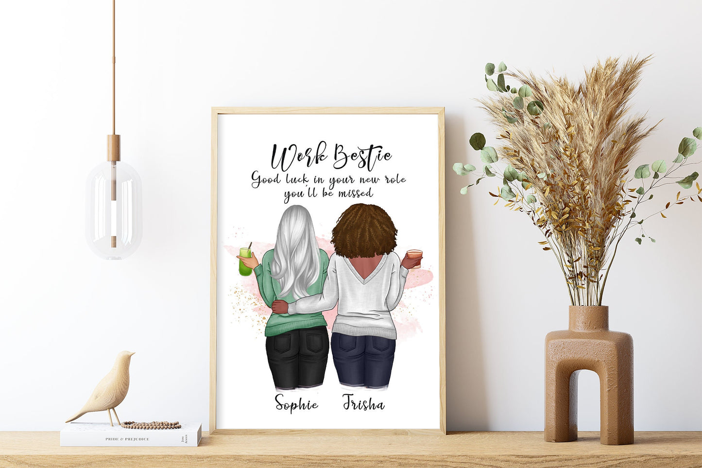 Custom work besties portrait | co-worker gift | new job present | colleague goodbye gift | A4 | A5 | Greeting card