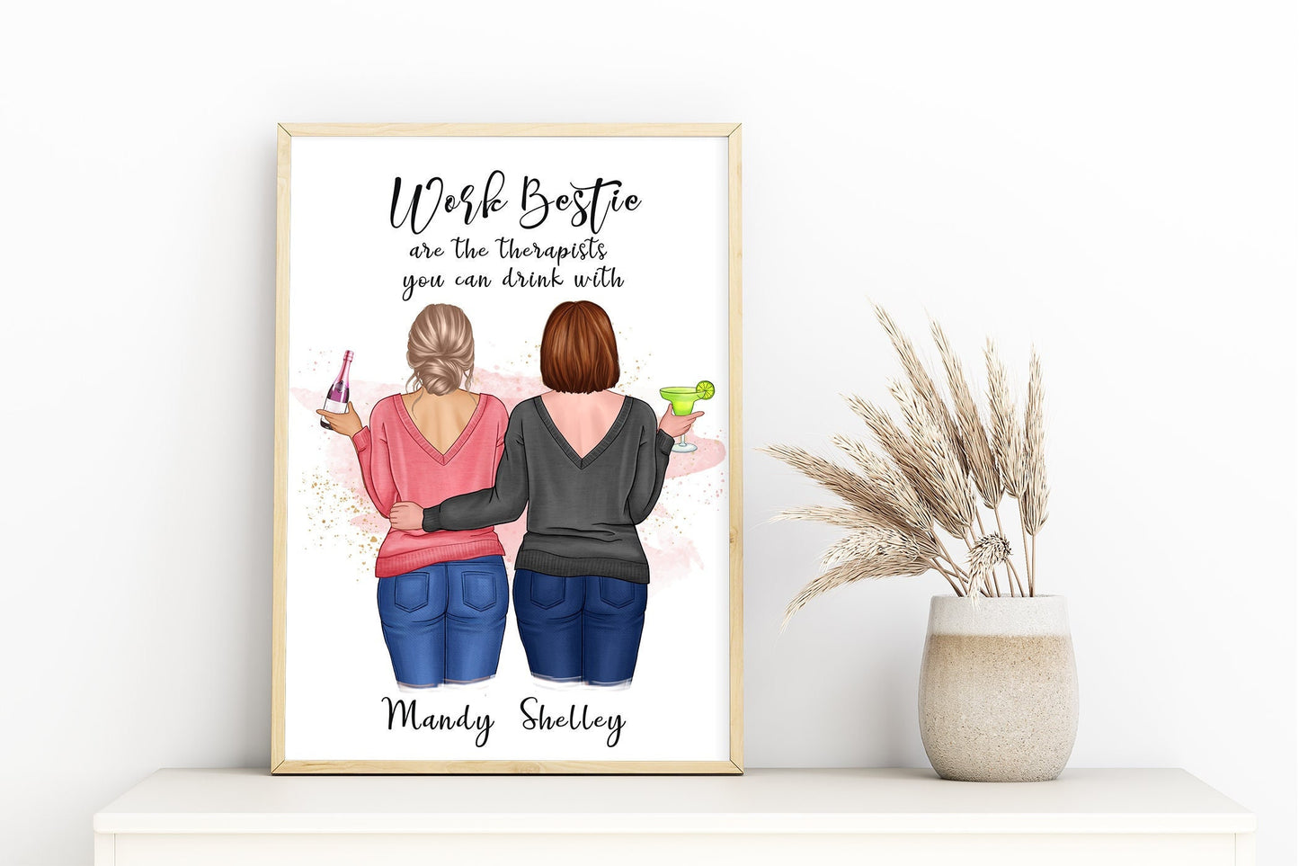 Custom work besties portrait | co-worker gift | new job present | colleague goodbye gift | A4 | A5 | Greeting card