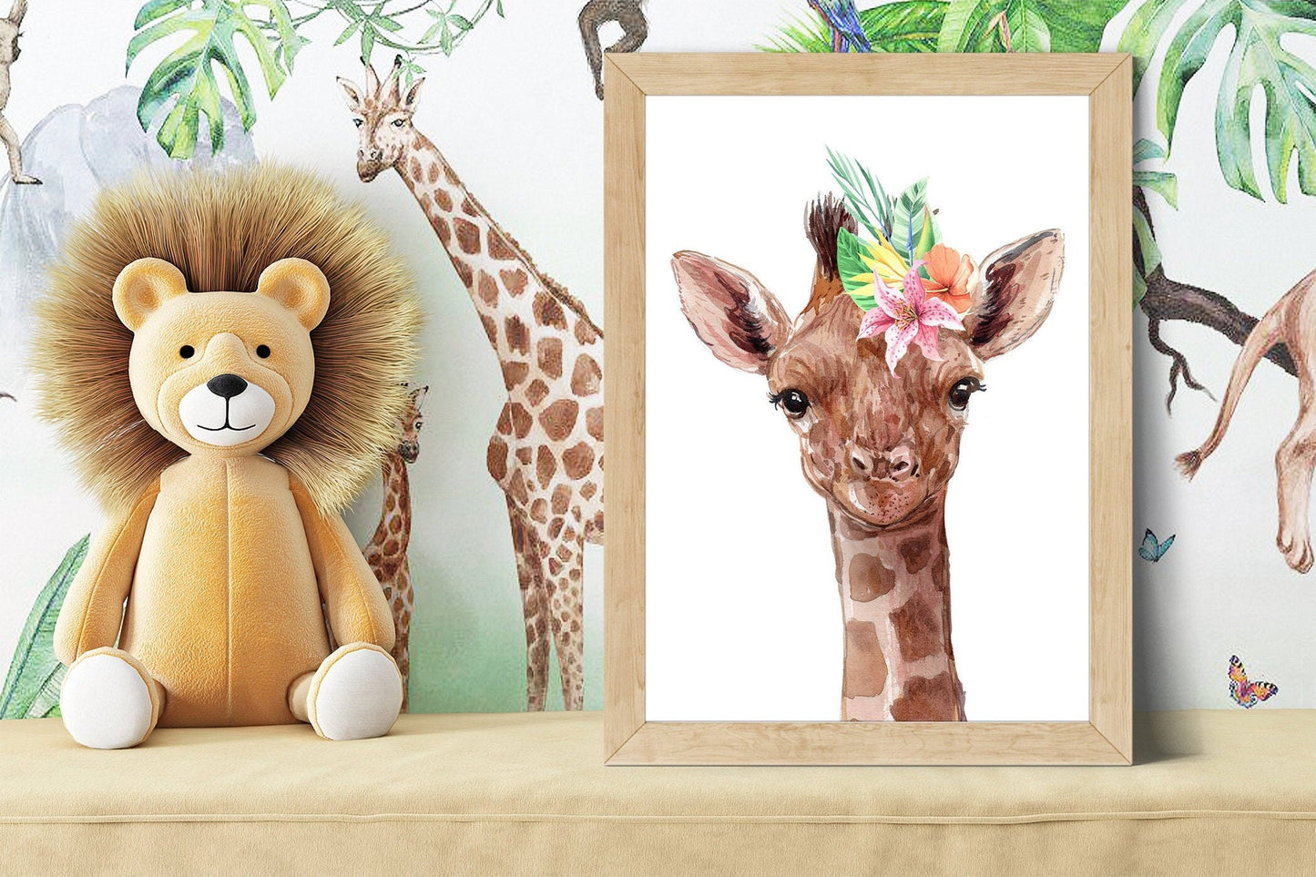 Children's safari animal prints | Set of 3 | Choose your own animals and tropical name pictures | A3 | Square | A4 | A5