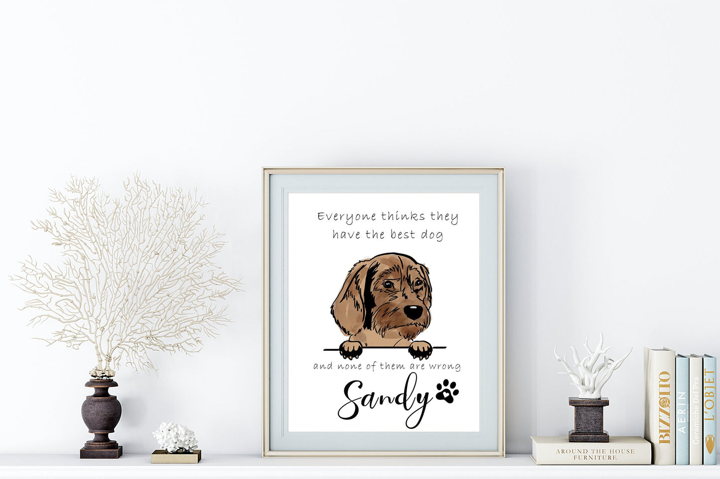 Funny cartoon dog picture, peeking out with custom message | 400 breeds to choose | A4 | A5 | Greeting card
