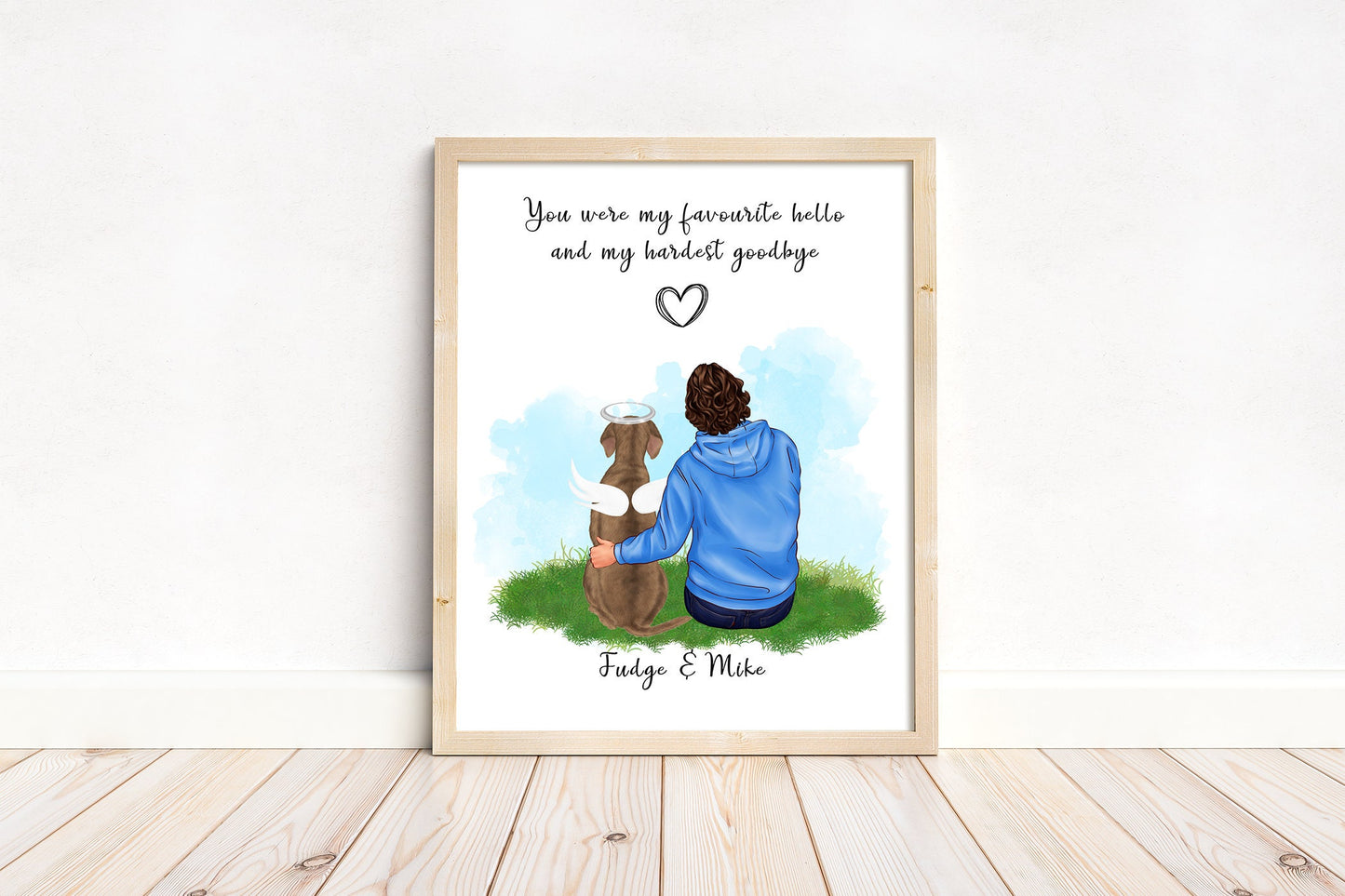 Personalised pet loss portrait | Dog memorial print | A4 | A5 | Greeting card