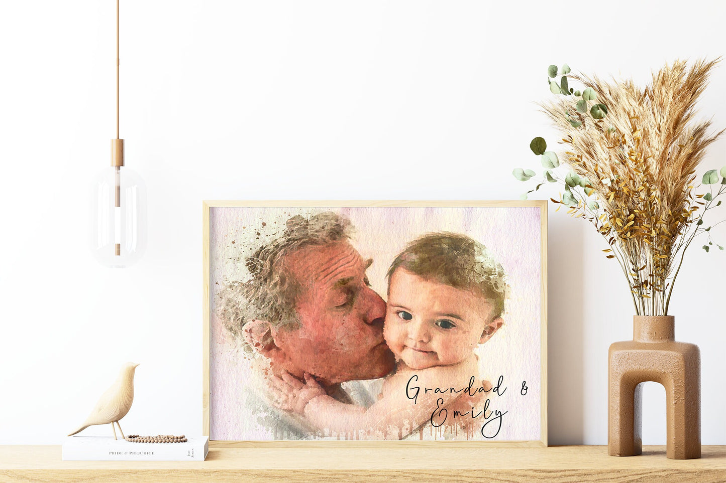 Watercolour portrait from photo, digitally enhanced painting of your family | A4 | A5 |